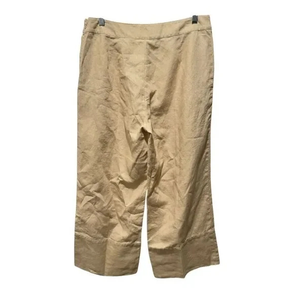 COTY DKNY 100% linen woman’s khaki wide leg tideZipper like new size 10